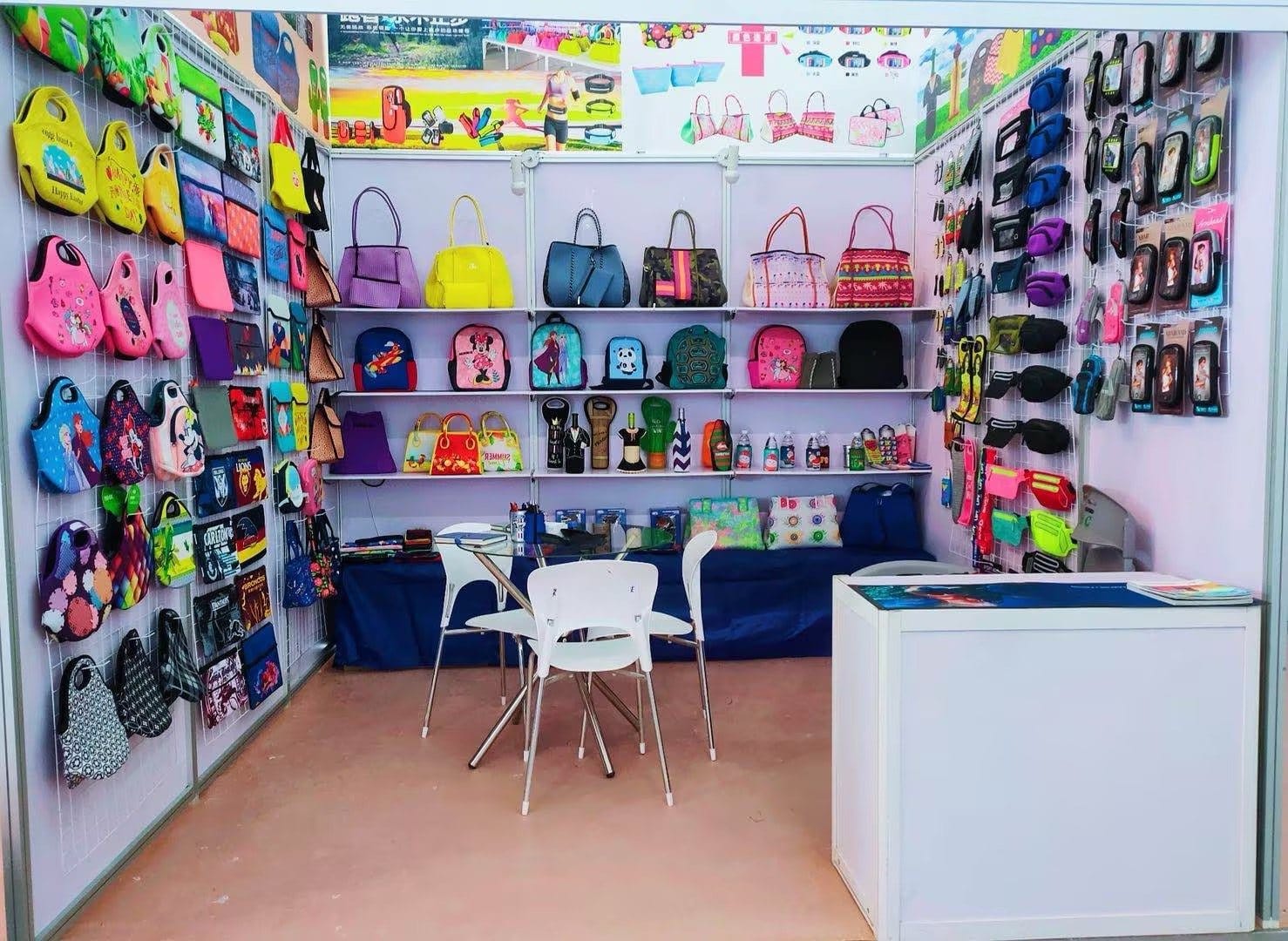 NeoMerc trade fair booth with neoprene product display