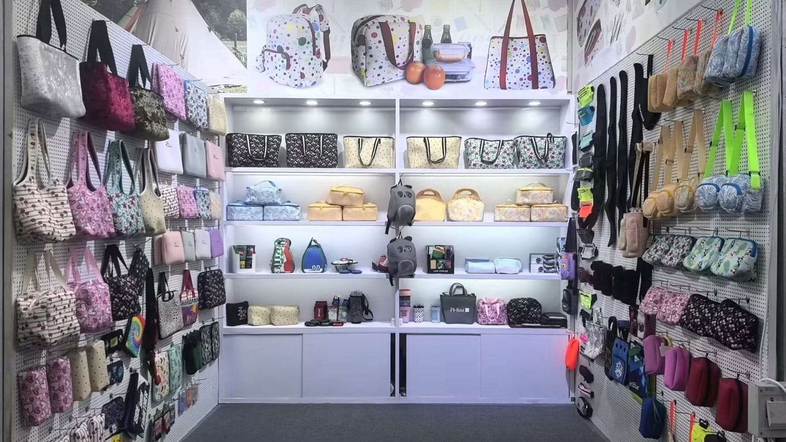 Neoprene product showroom display shelves