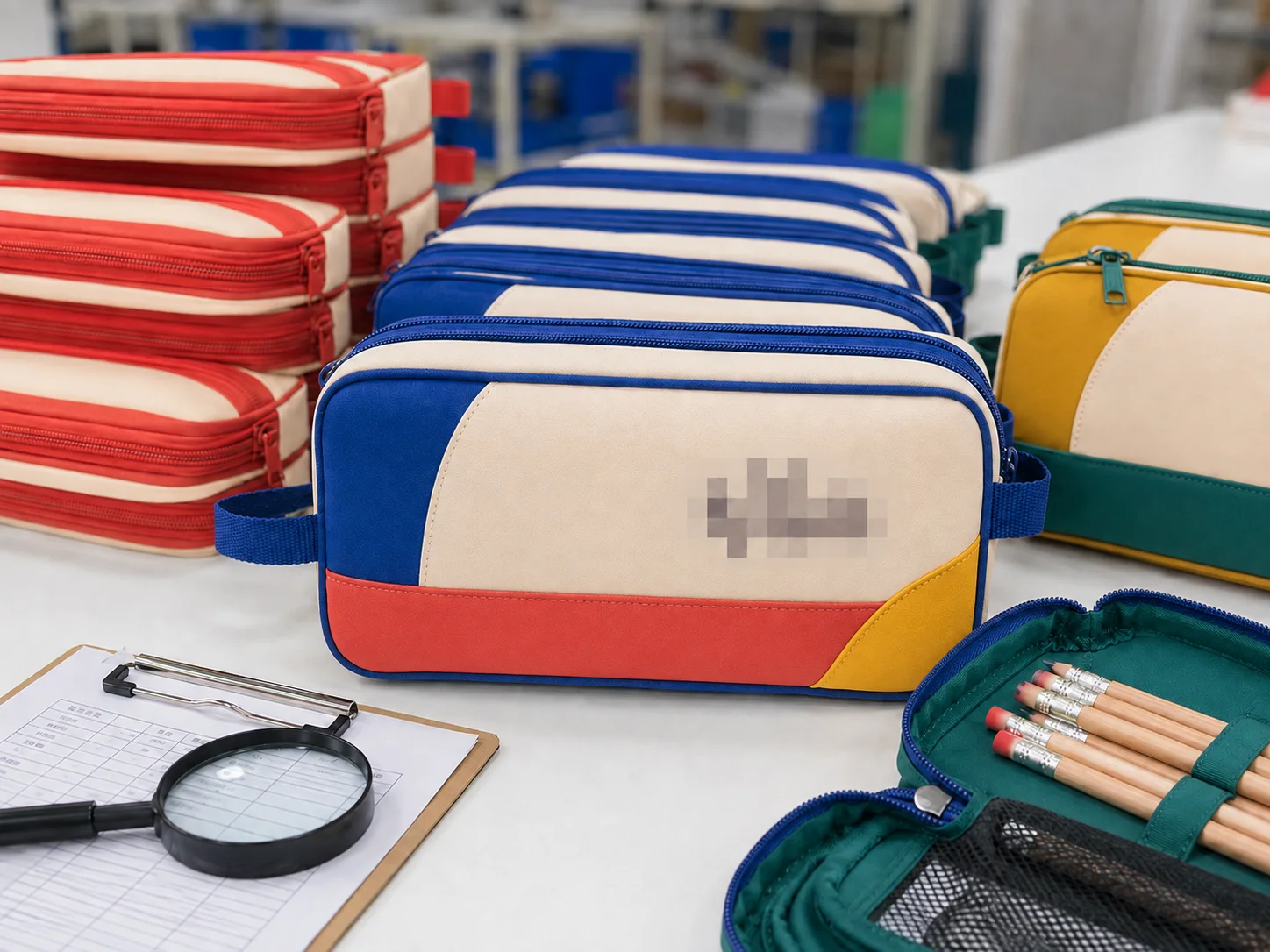 Colorful neoprene zipper pencil cases developed for a US back-to-school program